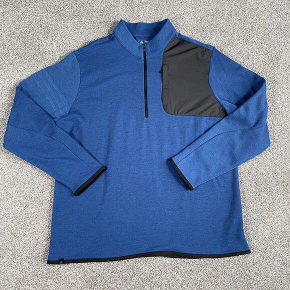 Adidas Golf Mens 1/4 Zip Pullover Sweater Sweatshirt Pocket Blue Size XL - Picture 1 of 12